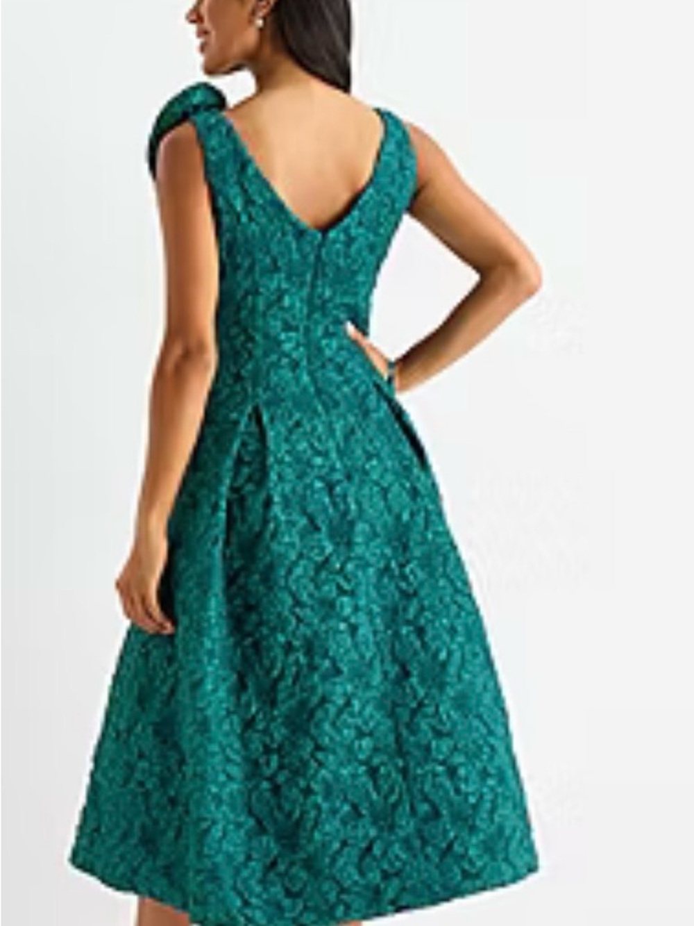 NWT Brianna Milay Teal Floral Appliqué fit & flare dress with Shoulder Flower 14 - Picture 2 of 8